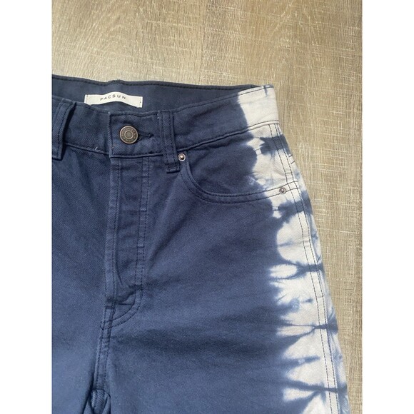 PACSUN Denim Shorts High Rise Blue White Tie Dye Women’s 24 Boho Beach Recycled - Picture 3 of 10